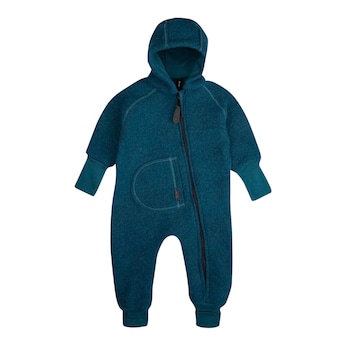 Wollwalk-Overall mit Kapuze und Klappbündchen