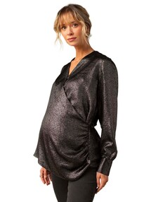 Wickelbluse für Schwangerschaft und Stillzeit , Glanzeffekt