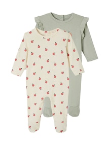 Bio-Kollektion: 2er-Pack Baby Strampler mit Apfelmotiven