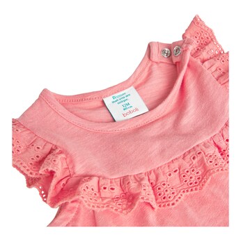 T-Shirt Flügelarm Blumen Lochstickerei