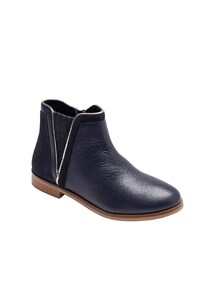 Mädchen Leder-Boots mit Reißverschluss und Gummizug