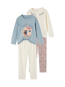2er-Pack lange Mädchen Schlafanzüge mit Boho-Print