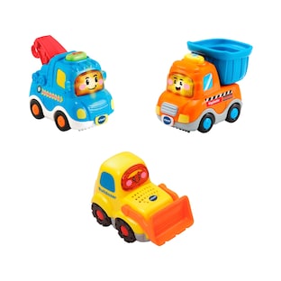 Coffret trio véhicules de chantier (dépanneuse, camion-benne, bulldozer)
