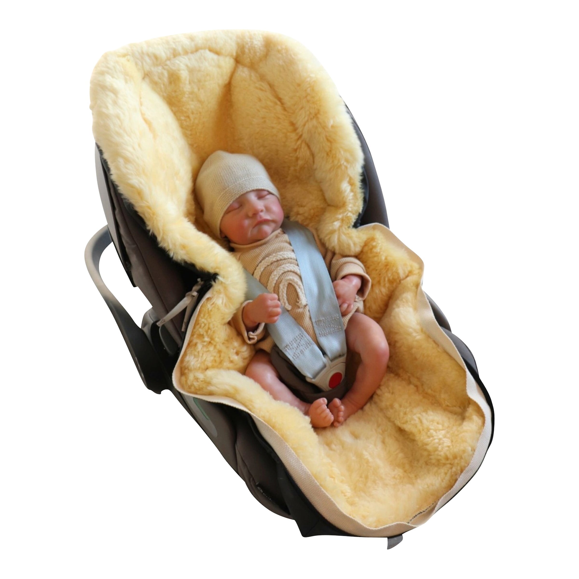 Thumbnail - Kaiser Lammfellfußsack für Babyschalen EMMY beige