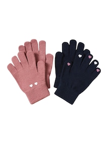 2er-Pack mitwachsende Mädchen Handschuhe, Herzen