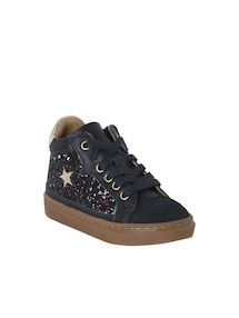Baby High-Sneakers aus Leder mit Reißverschluss und Glitzer