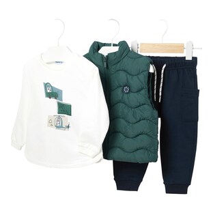 3-tlg. Set Sweatshirt, Steppweste und Jogginghose