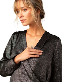 Wickelbluse für Schwangerschaft und Stillzeit , Glanzeffekt