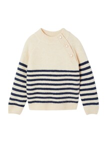 Pullover mit Zackenrand und Knopfleiste an der Schulter Mädchen