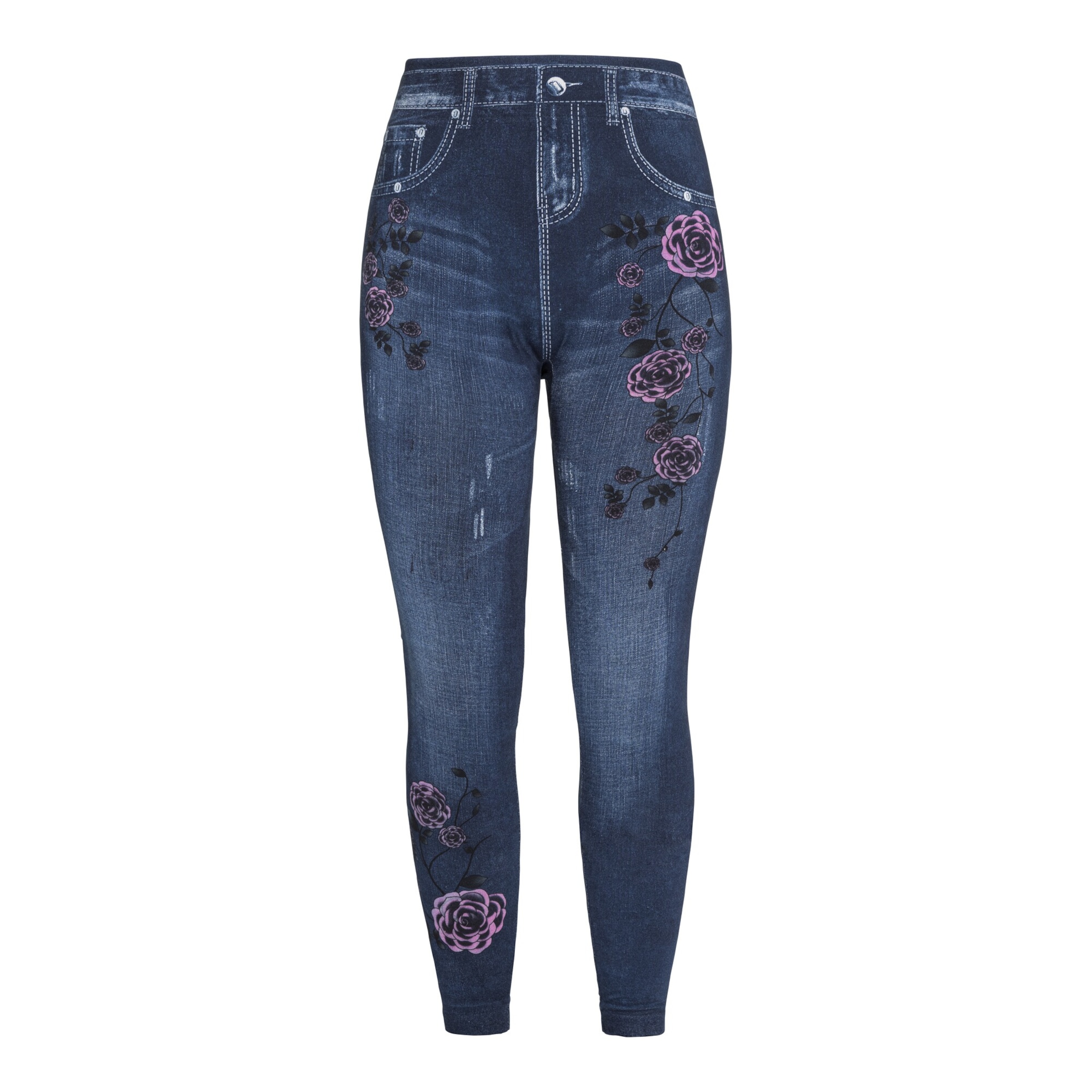 Wärme-Leggings „Jeans-Flower“, Größe: L