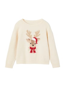Geschenk-Set: Weihnachtspullover & 2 Haargummis für Mädchen