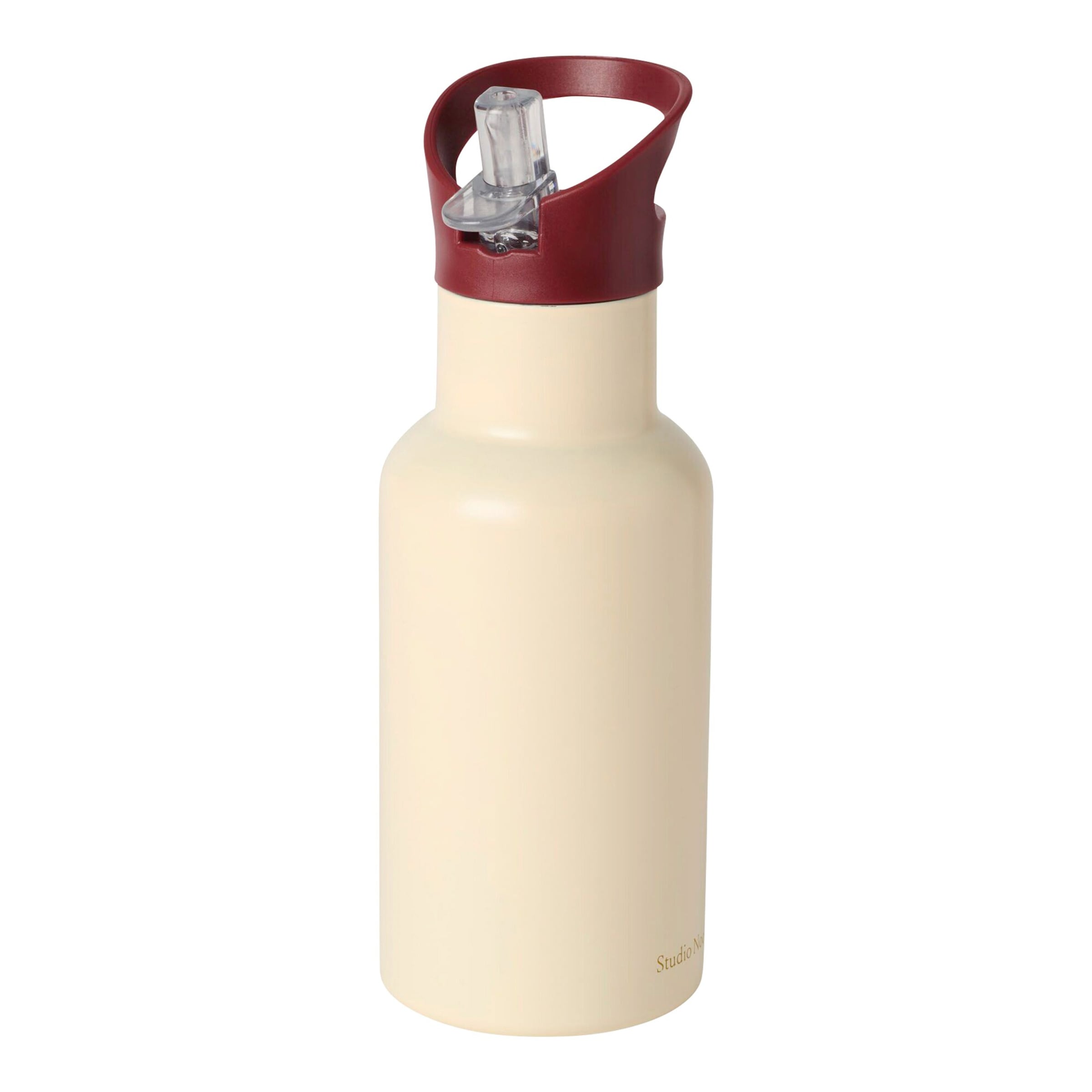 Studio Noos Edelstahl-Trinkflasche mit Strohhalm, 350ml