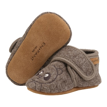 Chaussons/chaussures 4 pattes laine fermeture à scratch ours