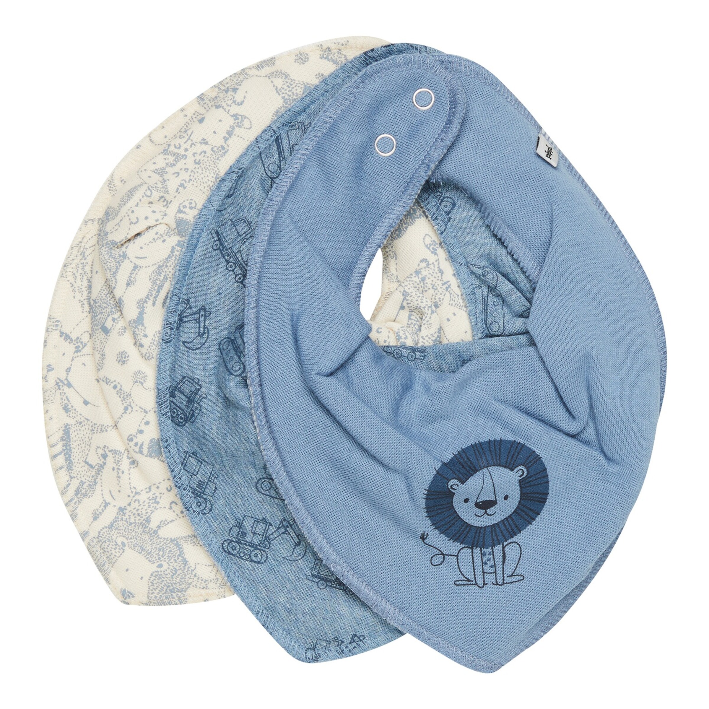 Pippi Halstuch 3er-Pack Aus Bio-Baumwolle – Saugstark, Mit Druckknopf, Für Babys & Kleinkinder (Rosa/Blau)