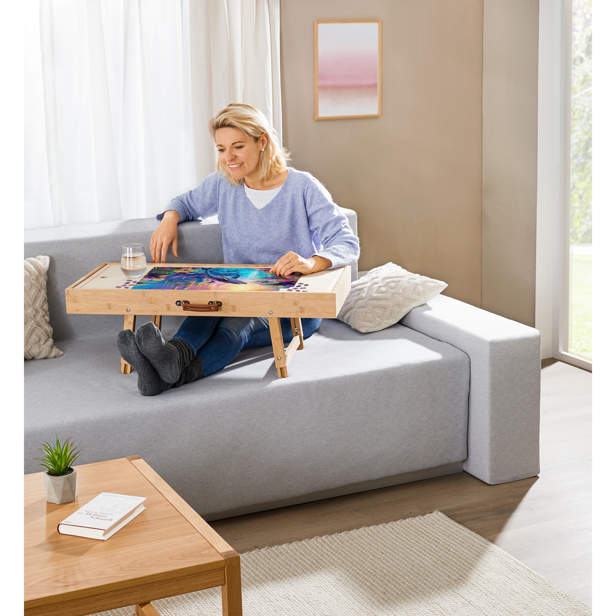 Bambus Spiel- und Puzzletisch "Magnet 4 in 1"