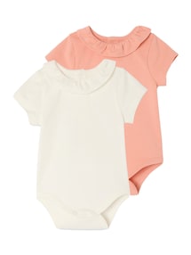 2er-Pack Baby Kurzarm-Bodys, Rüschenkragen