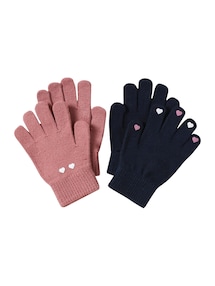 2er-Pack mitwachsende Mädchen Handschuhe, Herzen