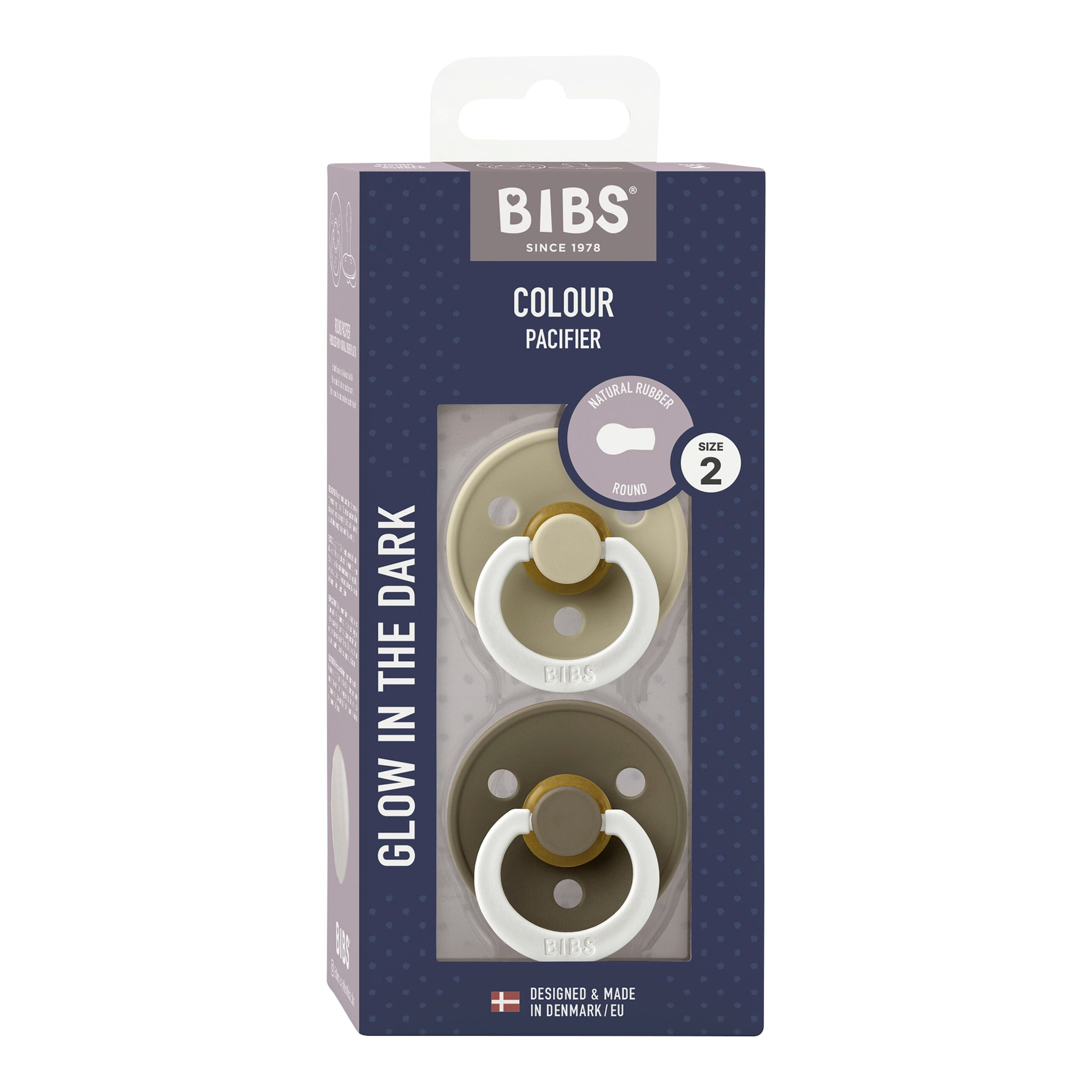 Bibs 2er-Pack Colour GLOW Schnuller Latex, 6-18M