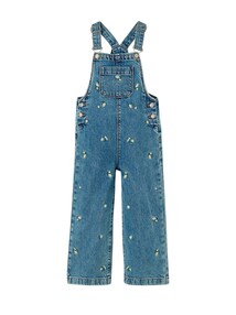 Latzjeans mit Blumen-Stickerei Mädchen