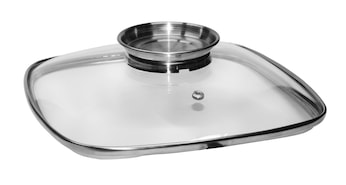 STONELINE Glasdeckel Eckig 28 cm mit Aroma-Deckel | Edelstahl