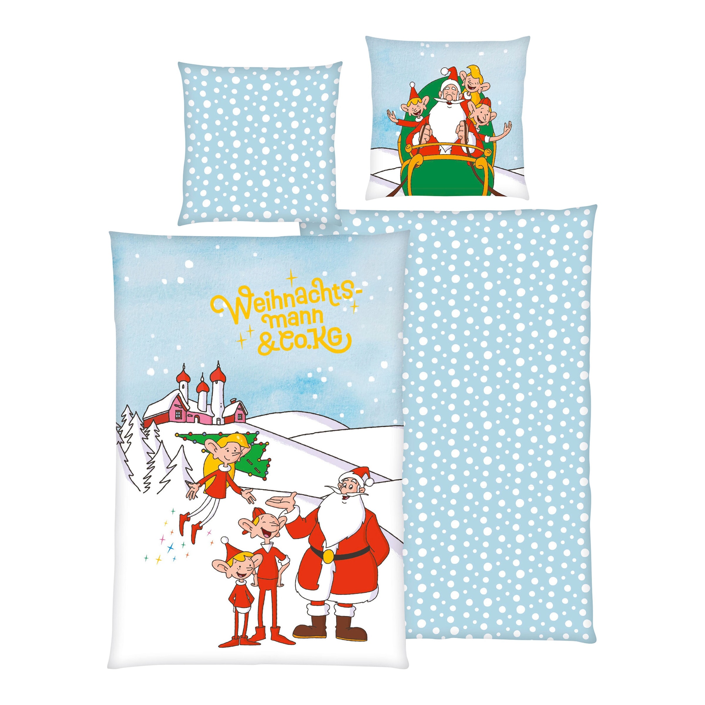 Baby Best Flanell Wende-Bettwäsche Weihnachtsmann & Co. KG 80x80 / 135x200 cm