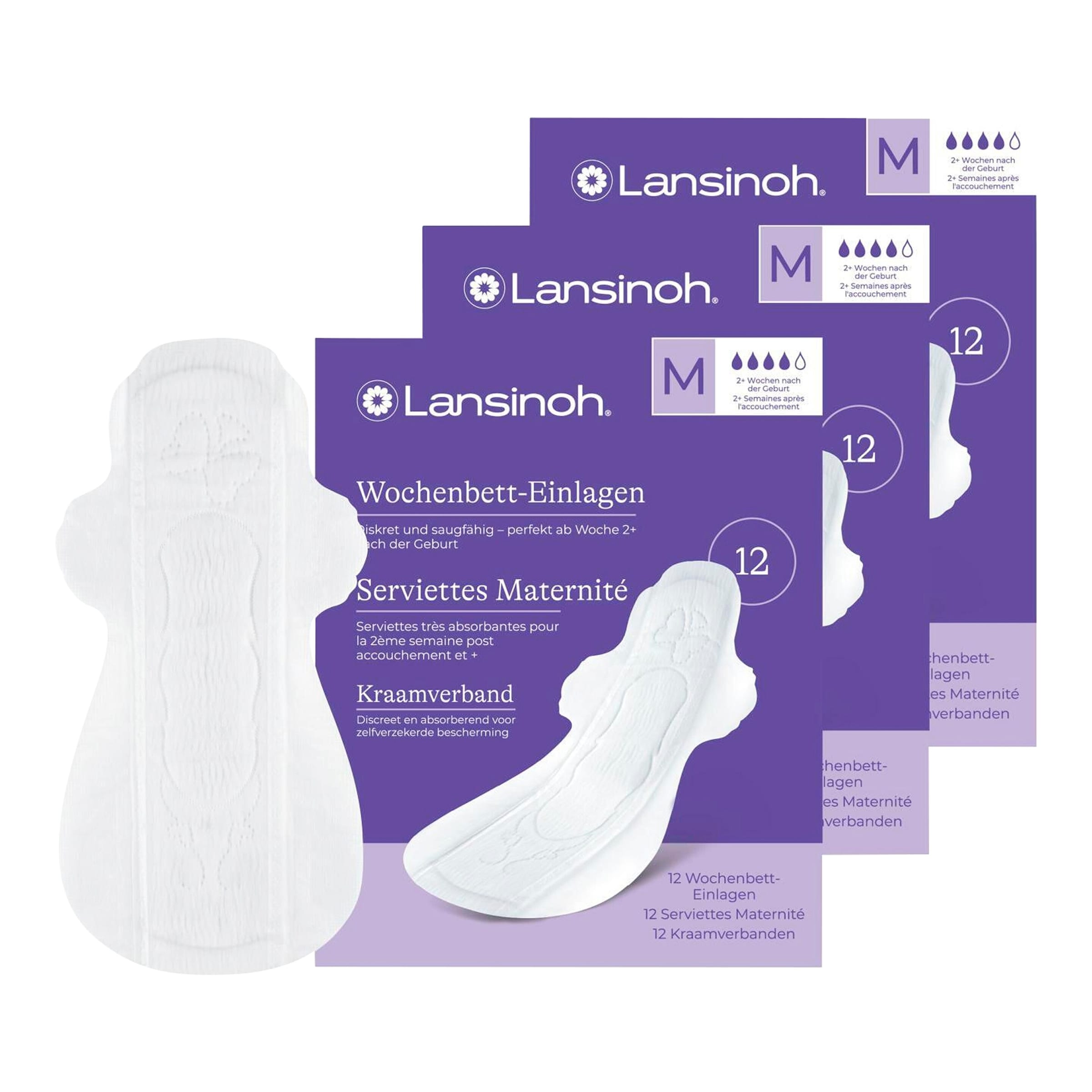 Lansinoh Bundle 3er-Pack Wochenbetteinlagen 2+ Wochen, 12 Stück