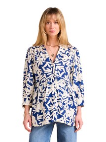Bluse für Schwangerschaft und Stillzeit mit Blätterprint