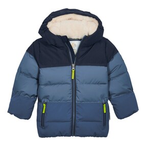 Steppjacke mit Kapuze und Plüschfutter Colorblock