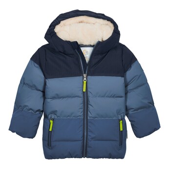 Steppjacke mit Kapuze und Plüschfutter Colorblock
