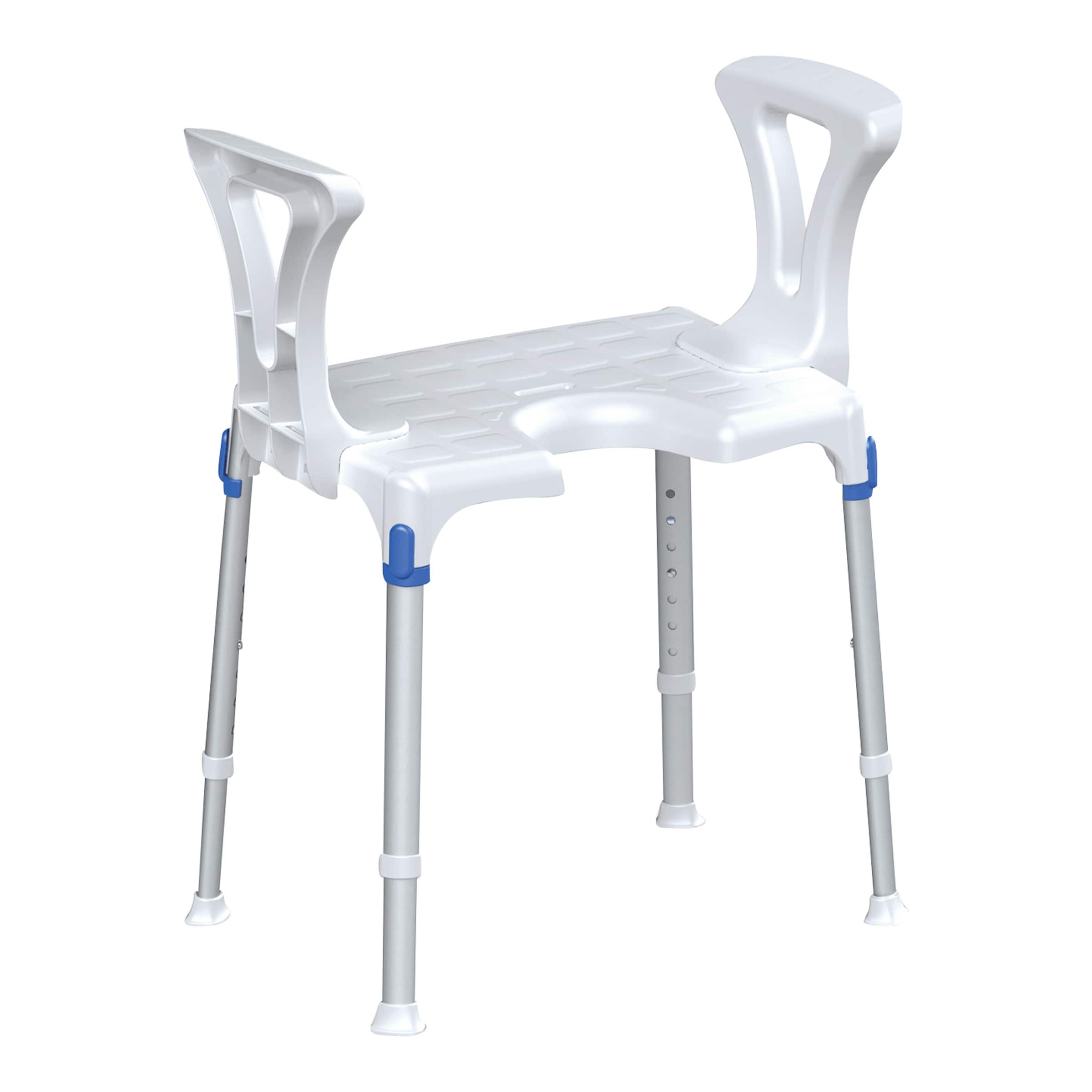 Duschhocker "laguna" mit Hygieneausschnitt & Armlehne weiss