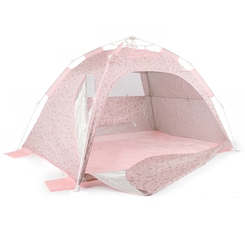 Bieco Strandmuschel Pop Up XXL – Quick-Up Strandzelt Schnellaufbau mit UV Schutz 80+ – Sonnenschutz & Windschutz Strand für Baby, Kinder & Familie – Automatik Zelt 3–4 Personen – Dreamy Flowers