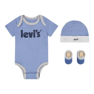 Ensemble 3 pièces Levi' s body à manches courtes, bonnet et chaussettes bébé