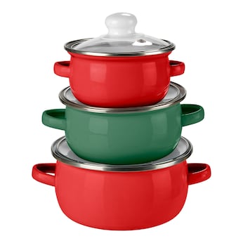 Emaille-Topf-Set, 6 Teile
