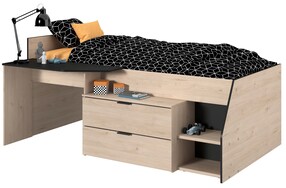 Multifunktions Hochbett "Milky 2" Industrial Style / Eiche Jackson