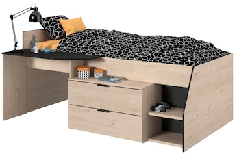 Multifunktions Hochbett "Milky 2" Industrial Style / Eiche Jackson