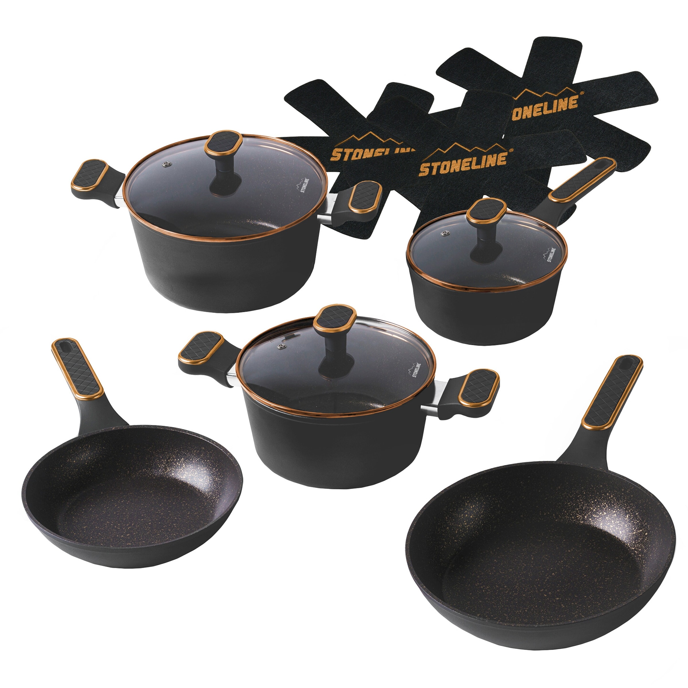STONELINE® STONELINE Kochgeschirr-Set 11-teilig 18/20/24 Roségold | mit Deckeln