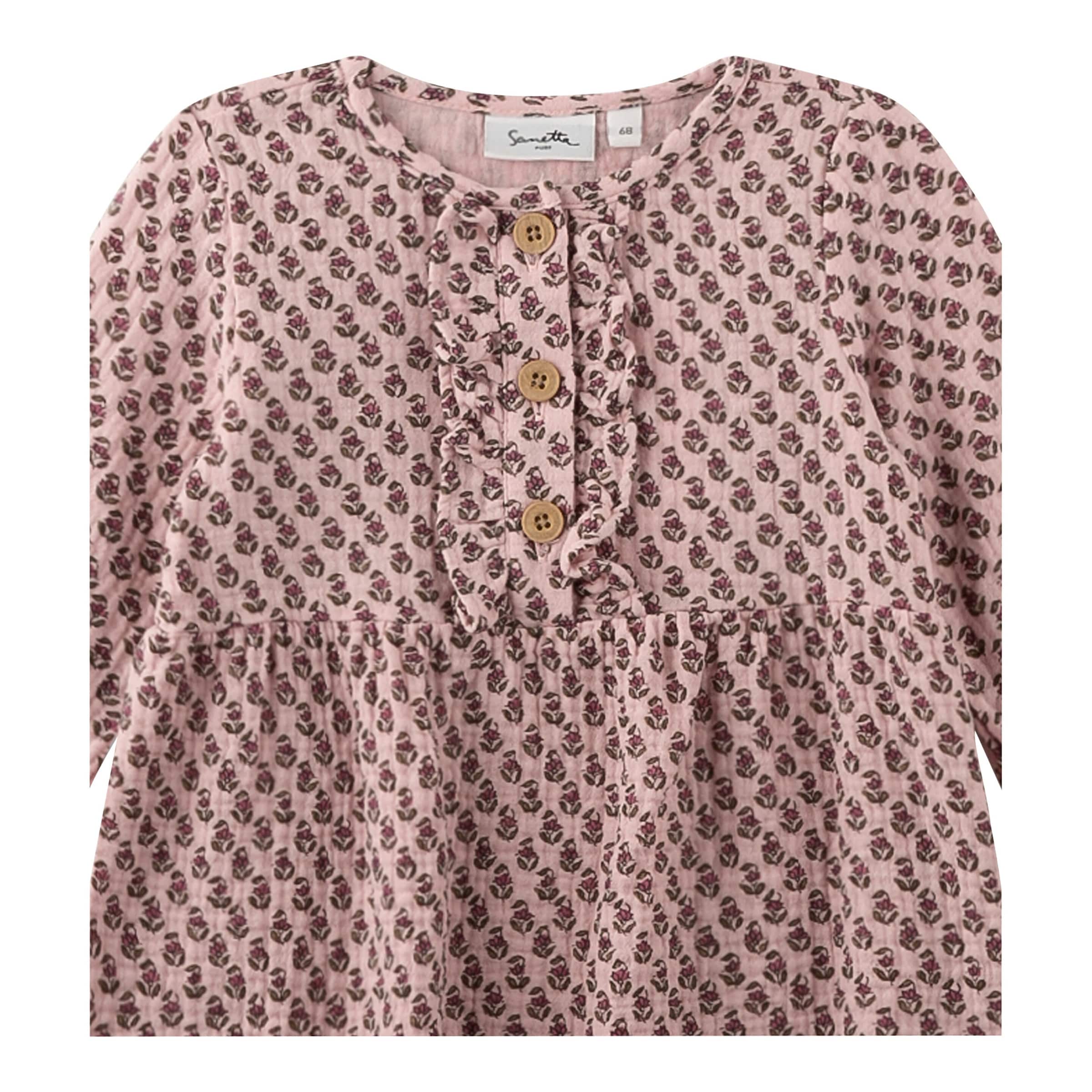 Musselin-Kleid langarm Blumen