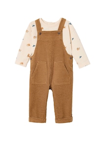 Baby Set: Samt-Latzhose & Shirt mit Cowboy-Print