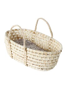 Moseskorb für Puppen, Baby-Tragekorb MINI FLORA, Maisblätter
