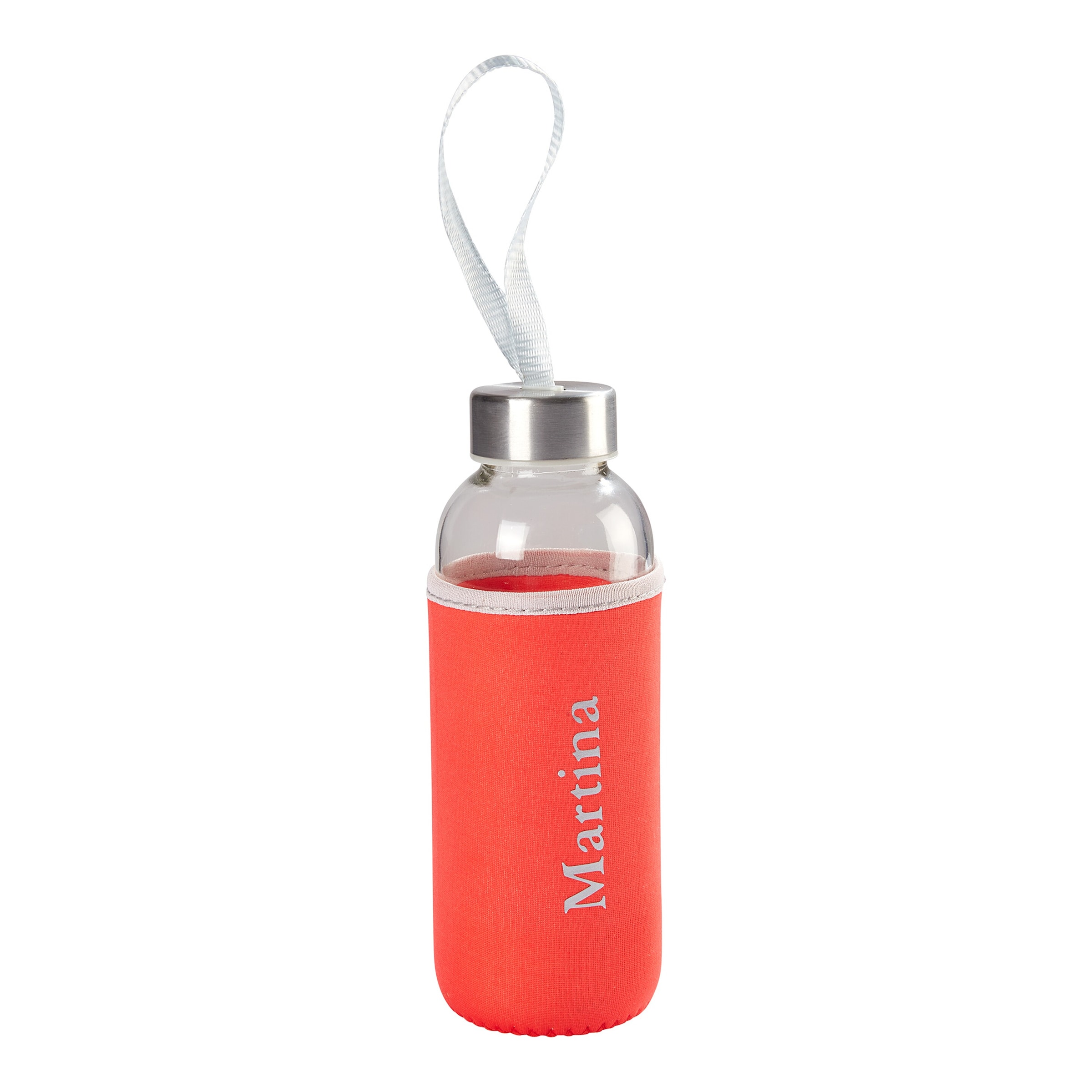Image of Glas-Trinkflasche personalisiert mit Namen, rot
