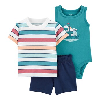 3-tlg. Set Body ohne Arm, T-Shirt und Shorts Boot