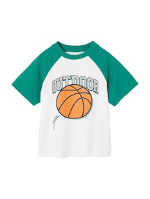 T-Shirt mit Kontrastärmeln und Recycling-Baumwolle Jungen