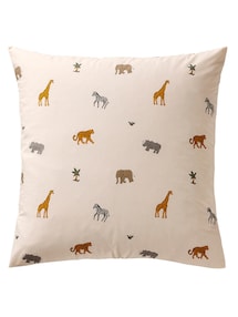 Bettwäsche-Set Kinder WILD ANIMALS, Recycling-Baumwolle BASIC