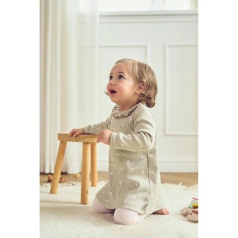Kleid langarm Rüschenkragen Ananas Rippqualität