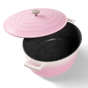 STONELINE Cocotte Bräter Oval 32x25 cm Rosa | mit Deckel