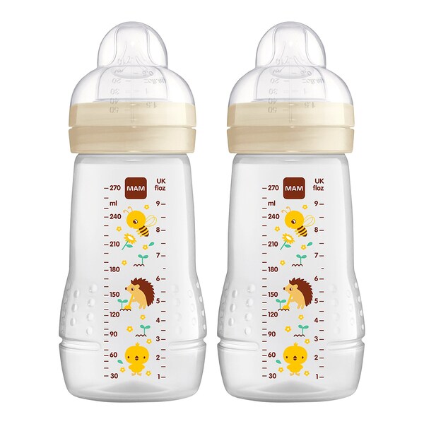 Lot De 2 Biberons MAM Easy Active 330ml - Tétine SkinSoft Taille 2 - 4mois+