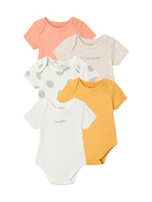 5er-Pack Baby Kurzarm-Bodys, Bio-Baumwolle, Schlupfform