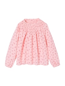 Bluse Mädchen mit gesmokten Ausschnitt und Rüschenkragen