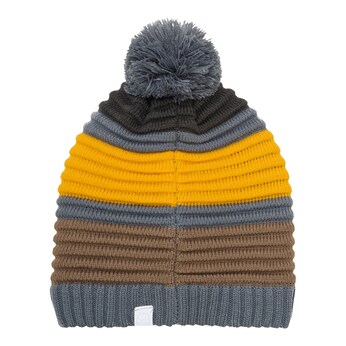 Winter-Strickmütze Bommel Colorblock