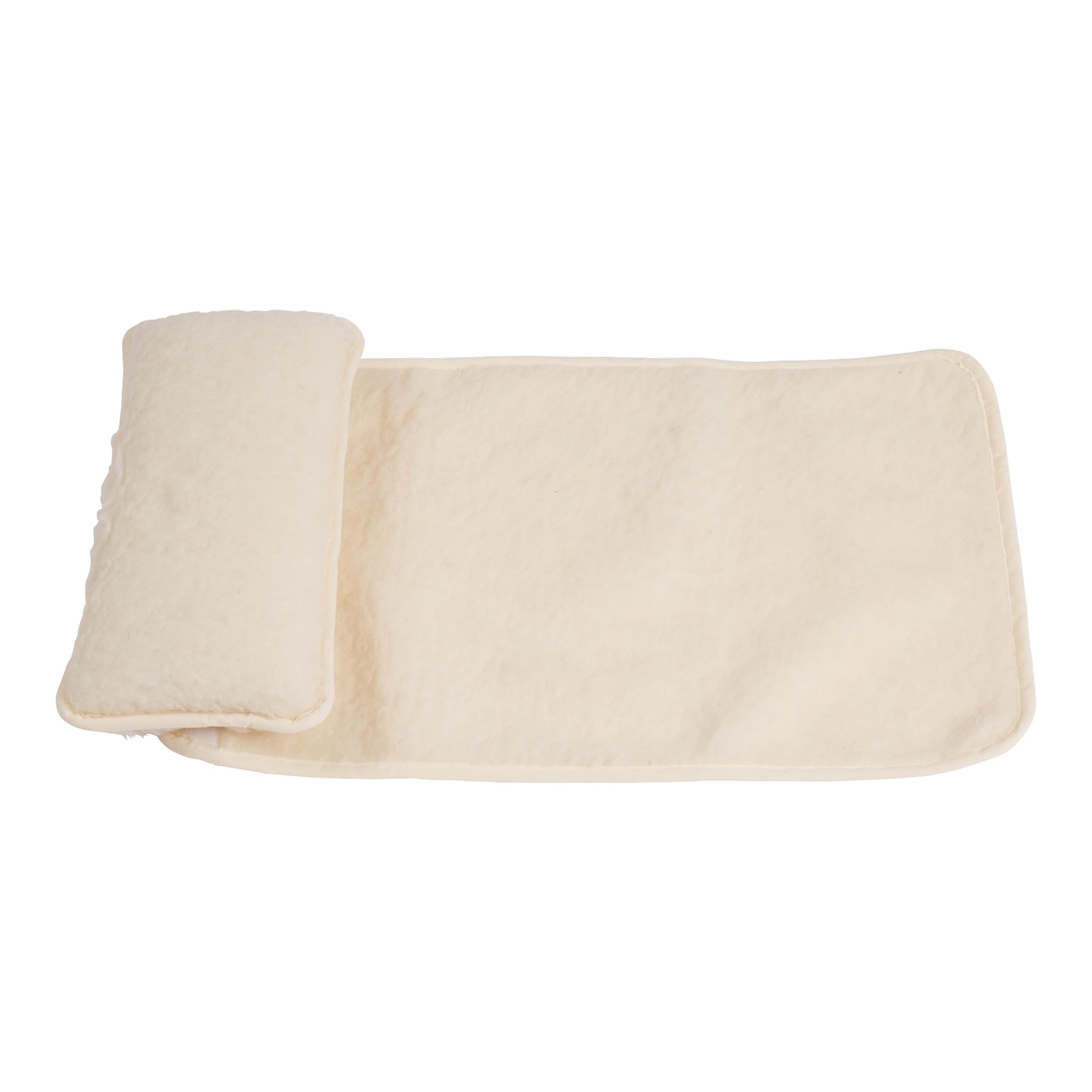 Sesselkissen und Armlehnenschoner-Set, 3-teilig, Schurwolle, creme